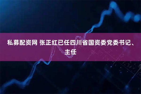 私募配资网 张正红已任四川省国资委党委书记、主任